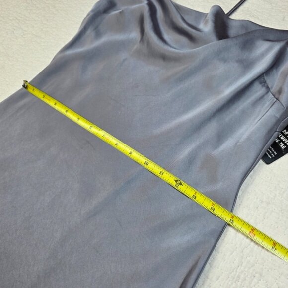 Express Elegant Gray Satin Cowl Neck Spaghetti Strap Midi Dress - Picture 5 of 10